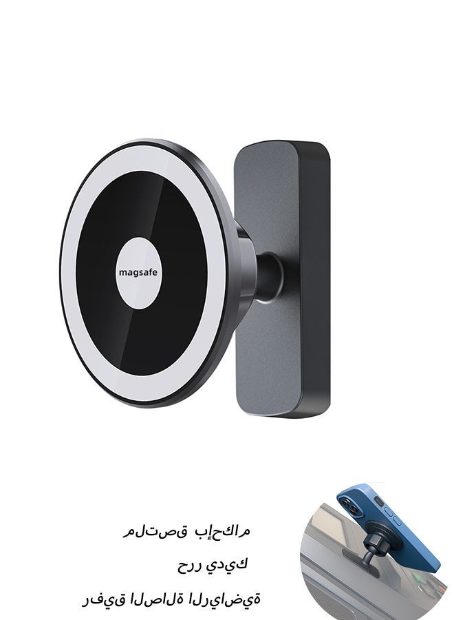 Treadmill Phone Holder – MagSafe Compatible Magnetic Mount for Exercise Bike, Elliptical & Step Machine Consoles | Secure Adhesive, Hands-Free Viewing, Sleek Low-Profile Design
